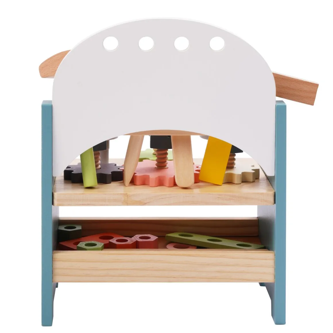 Werkbank Kinder Holz 26-teilig 28 cm bunt/natur