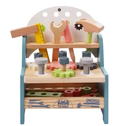 Werkbank Kinder Holz 26-teilig 28 cm bunt/natur