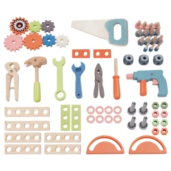 Werkbank Kinder Holz 68-teilig 80 cm bunt/natur