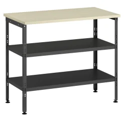Werkbank MAKSIMUS mit 2 Ablagen 100 x 55 cm anthrazit/natur