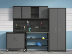 Werkbank MAKSIMUS mit 2 Ablagen 100 x 55 cm anthrazit/natur