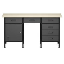 Werkbank MAKSIMUS 6 Schubladen 1 Tür 160 x 60 cm anthrazit/schwarz/natur