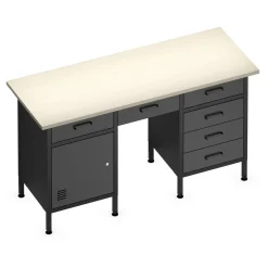 Werkbank MAKSIMUS 6 Schubladen 1 Tür 160 x 60 cm anthrazit/schwarz/natur