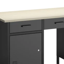 Werkbank MAKSIMUS 6 Schubladen 1 Tür 160 x 60 cm anthrazit/schwarz/natur