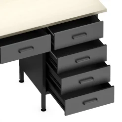 Werkbank MAKSIMUS 6 Schubladen 1 Tür 160 x 60 cm anthrazit/schwarz/natur
