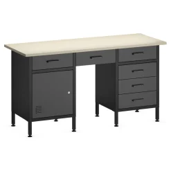 Werkbank MAKSIMUS 6 Schubladen 1 Tür 160 x 60 cm anthrazit/schwarz/natur