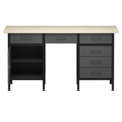 Werkbank MAKSIMUS 6 Schubladen 1 Tür 160 x 60 cm anthrazit/schwarz/natur
