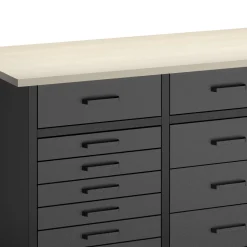 Werkbank MAKSIMUS 15 Schubladen 160 x 60 cm anthrazit/schwarz/natur