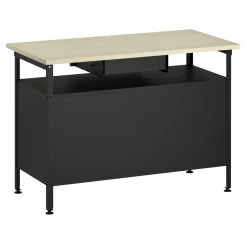 Werkbank MAKSIMUS 2 Türen 1 Schublade 120 x 60 cm anthrazit/schwarz/natur