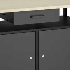 Werkbank MAKSIMUS 2 Türen 1 Schublade 120 x 60 cm anthrazit/schwarz/natur