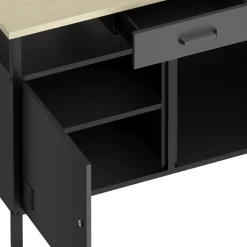 Werkbank MAKSIMUS 2 Türen 1 Schublade 120 x 60 cm anthrazit/schwarz/natur