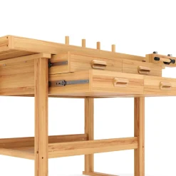 Werkbank mit Schraubstock Holz 152 x 50 cm