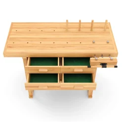 Werkbank mit Schraubstock Holz 152 x 50 cm
