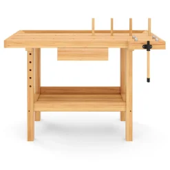 Werkbank mit Schraubstock Holz 126 x 50 cm