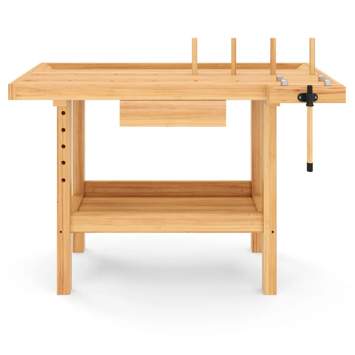 Werkbank mit Schraubstock Holz 126 x 50 cm