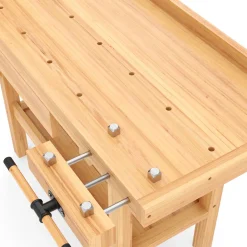 Werkbank mit Schraubstock Holz 126 x 50 cm