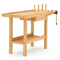 Werkbank mit Schraubstock Holz 126 x 50 cm
