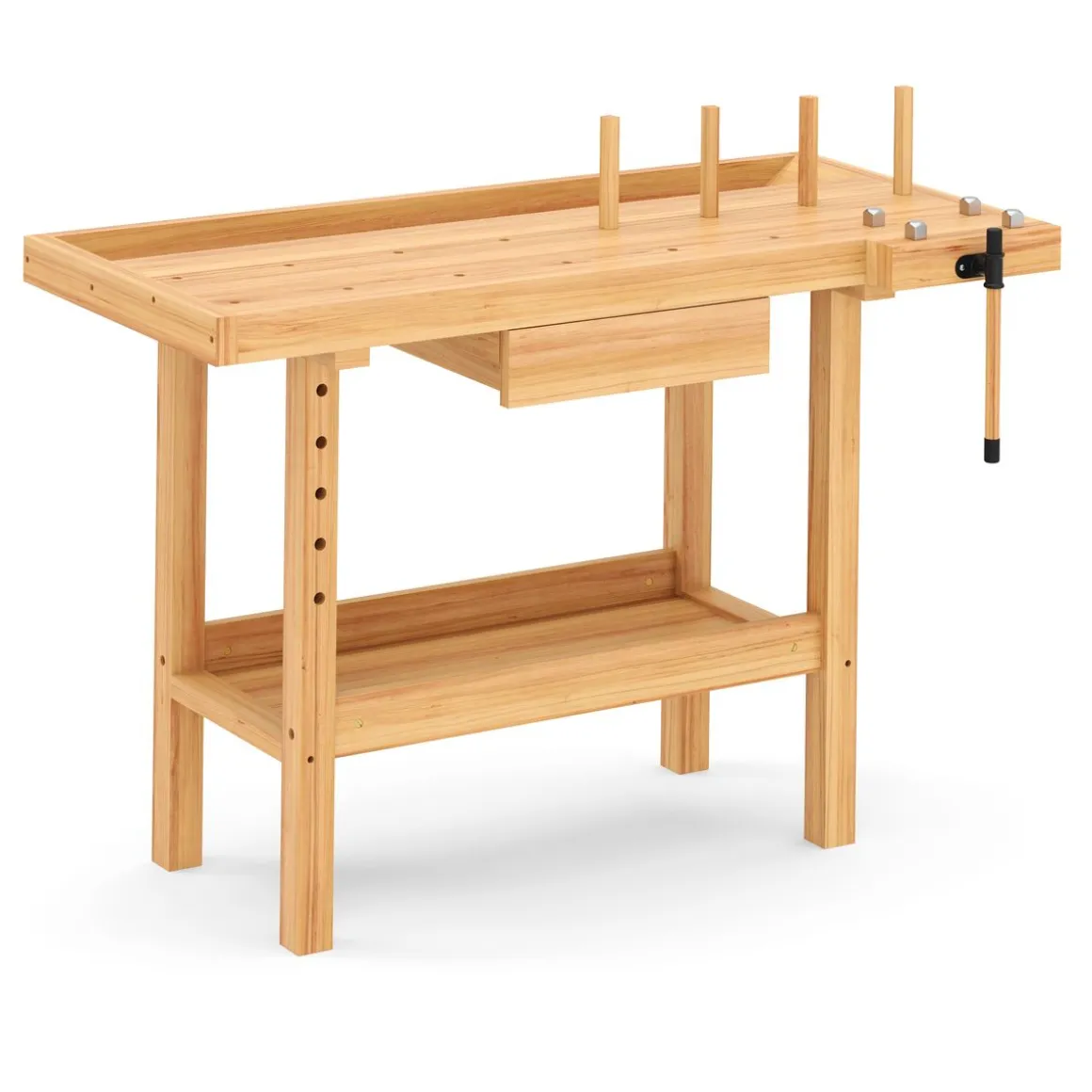 Werkbank mit Schraubstock Holz 126 x 50 cm