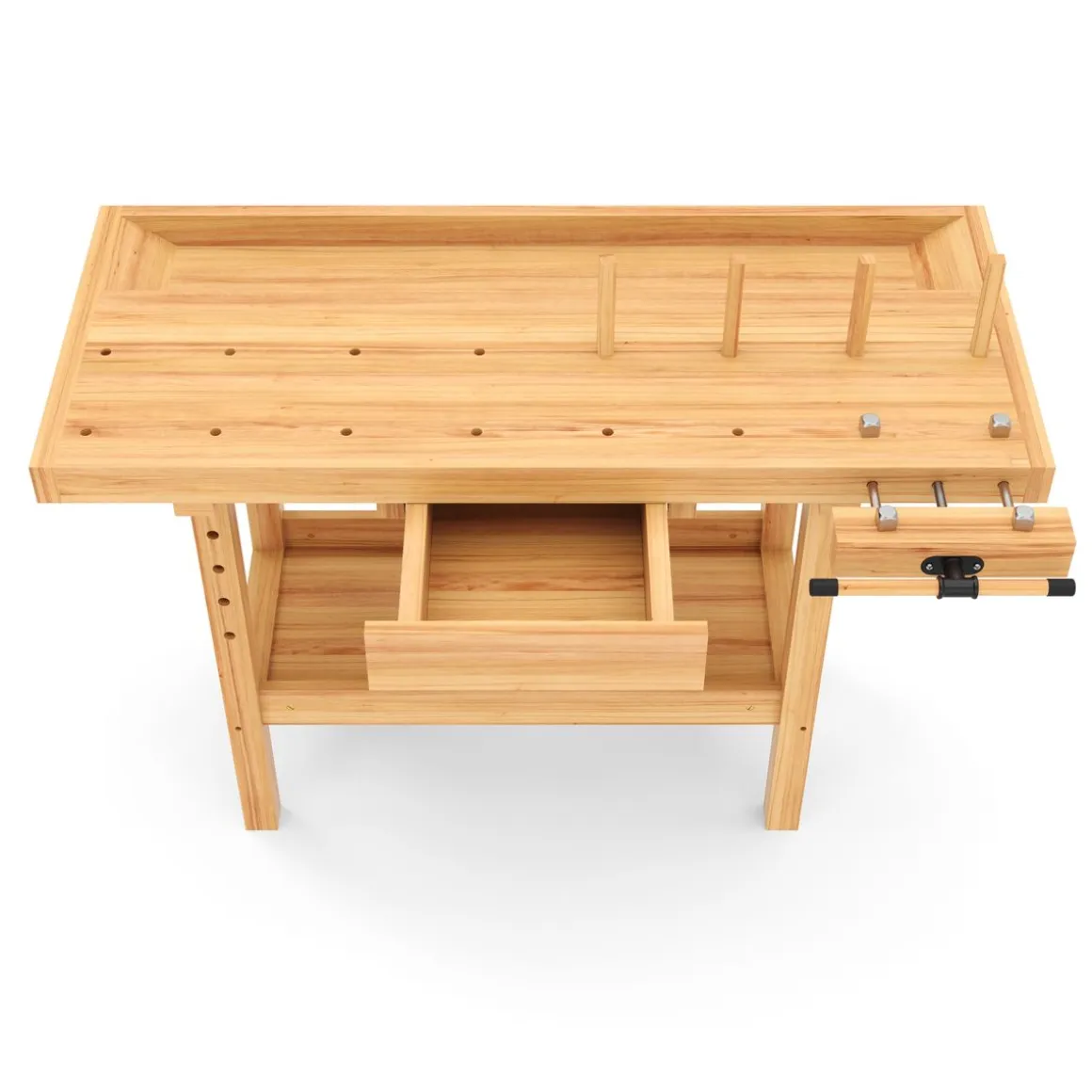 Werkbank mit Schraubstock Holz 126 x 50 cm