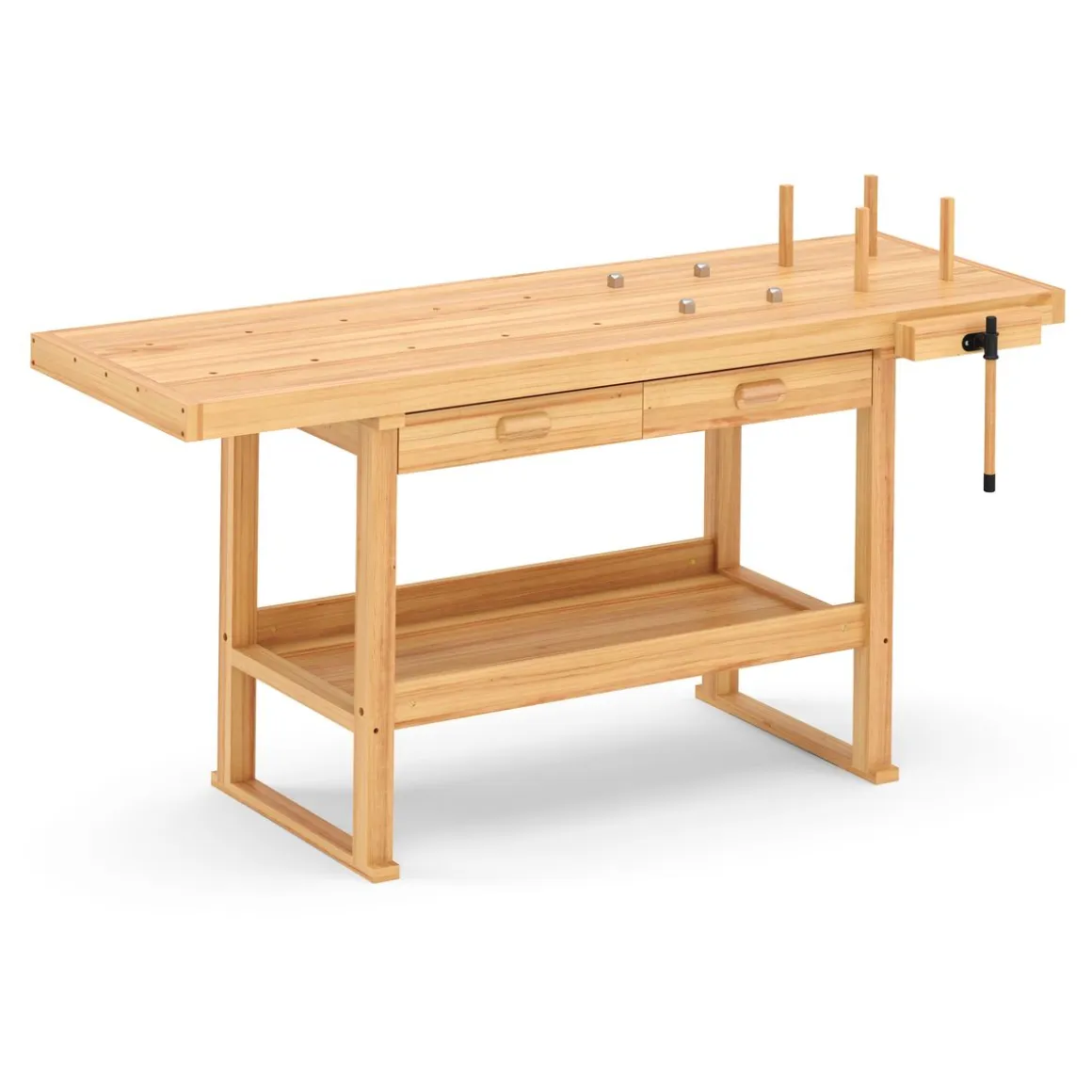 Werkbank mit Schraubstock Holz 180 x 50 cm