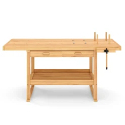 Werkbank mit Schraubstock Holz 180 x 50 cm