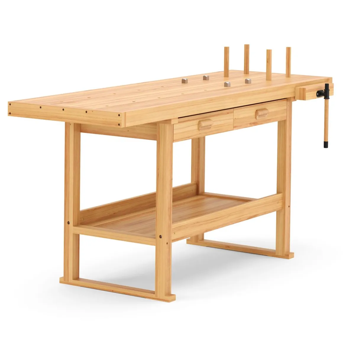 Werkbank mit Schraubstock Holz 180 x 50 cm