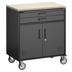 Werkstattwagen MAKSIMUS 2 Schubladen 2 Türen 75 x 85 cm anthrazit/schwarz/natur