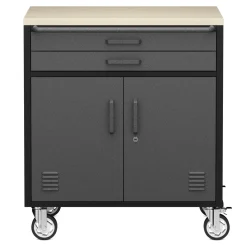 Werkstattwagen MAKSIMUS 2 Schubladen 2 Türen 75 x 85 cm anthrazit/schwarz/natur