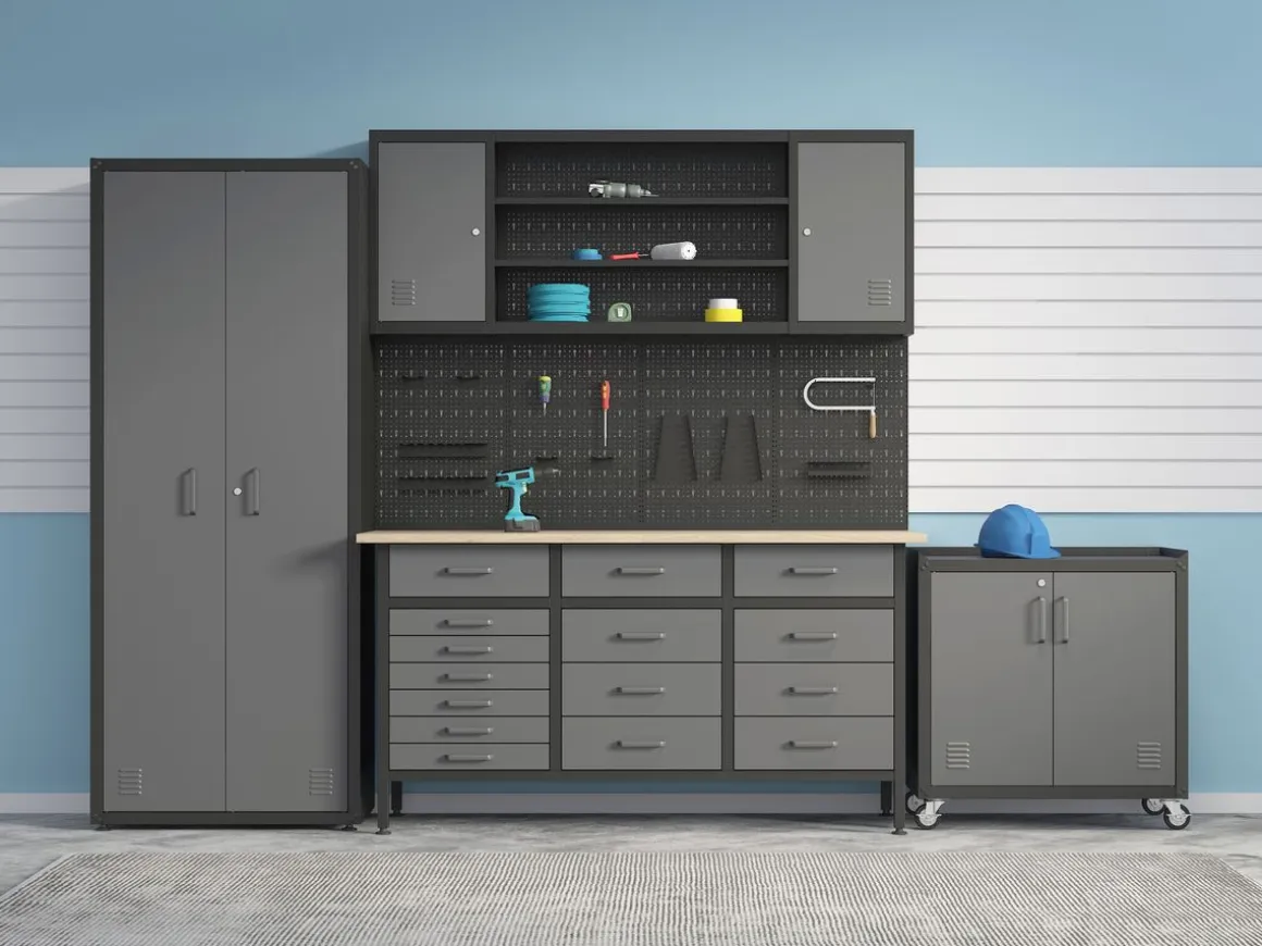 Werkzeugschrank Hängeschrank MAKSIMUS 160 x 60 cm anthrazit/schwarz