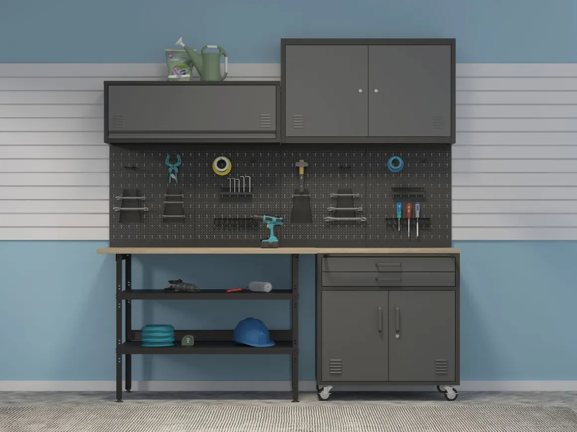 Werkzeugschrank Hängeschrank MAKSIMUS 100 x 60 cm anthrazit/schwarz