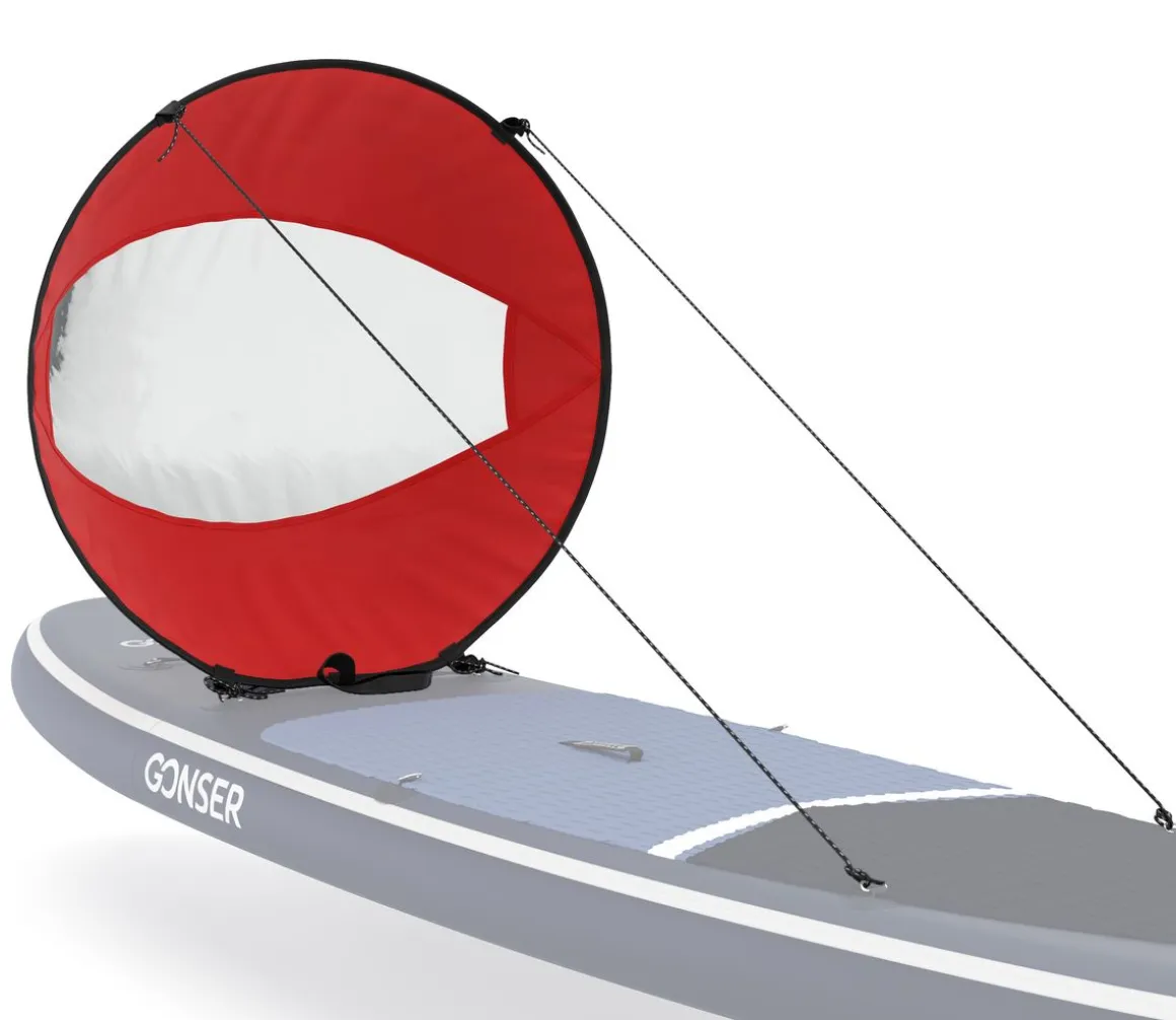 Windsegel für SUP und Kajak rot