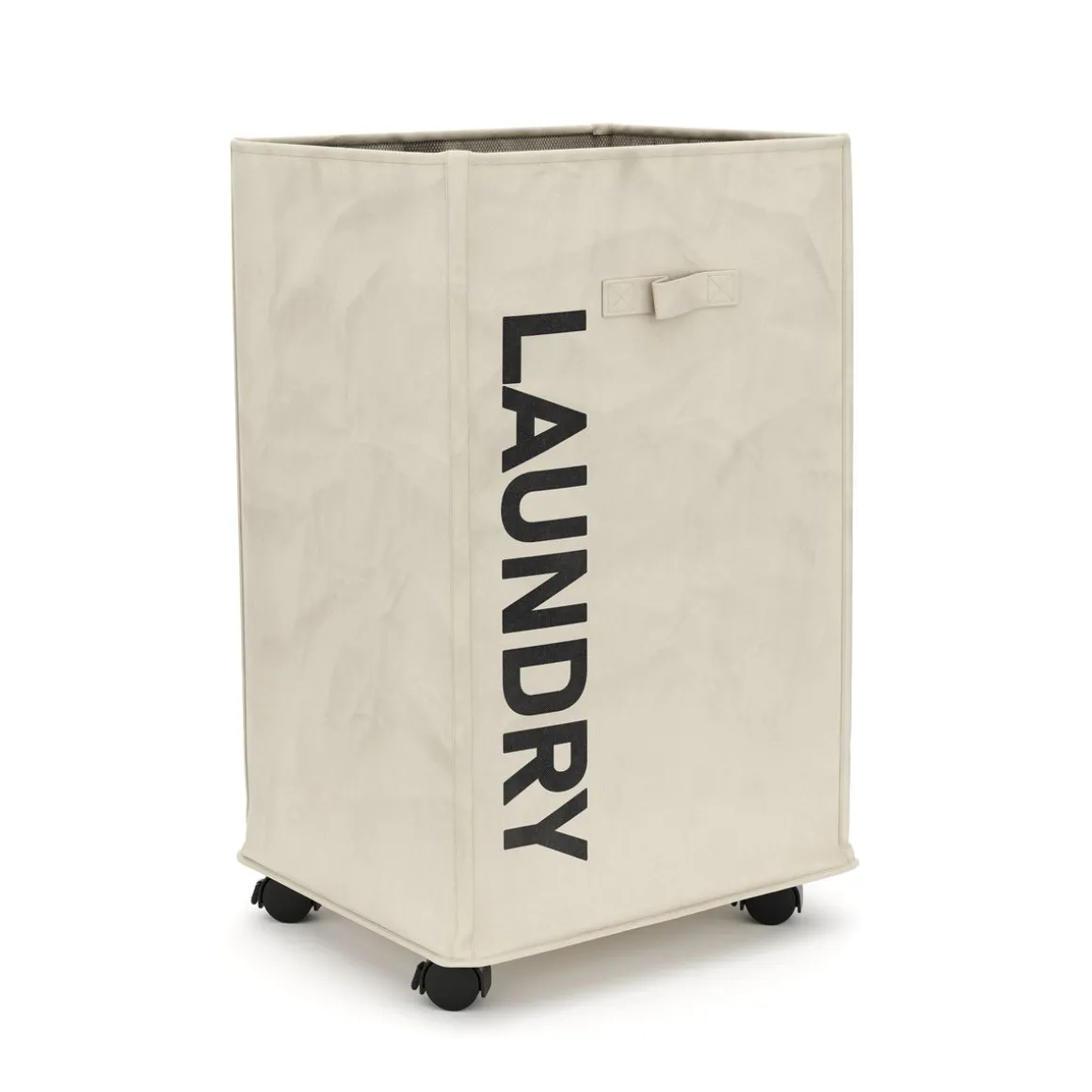 Wäschekorb auf Rollen 83L beige