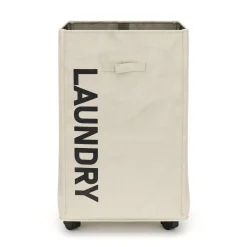 Wäschekorb auf Rollen 83L beige