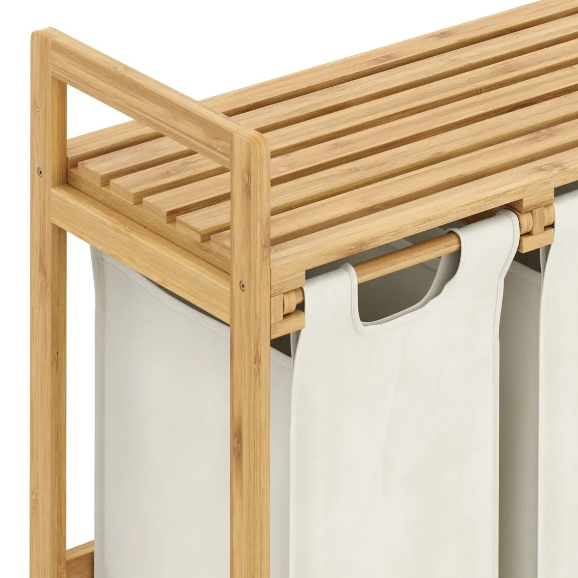 Wäschekorb Bambus 3 Fächer 90L natur/beige | GONSER.CH