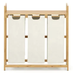 Wäschekorb Bambus 3 Fächer 90L natur/beige | GONSER.CH