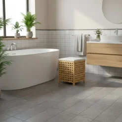 Wäschekorb Hocker Bambus VELDEN 48L natur