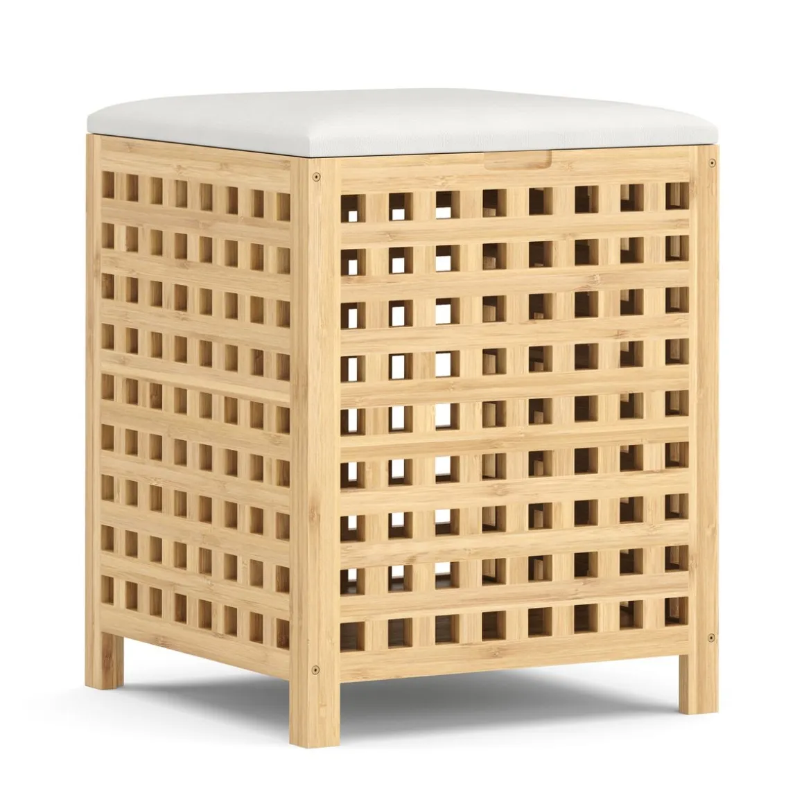 Wäschekorb Hocker Bambus VELDEN 48L natur