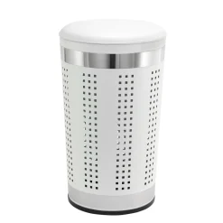Wäschekorb Metall mit Deckel 46L weiss