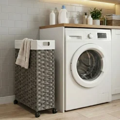 Wäschekorb Rattan 1 Fach 66L grau