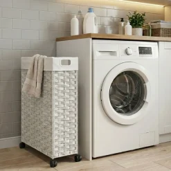Wäschekorb Rattan 1 Fach 66L weiss