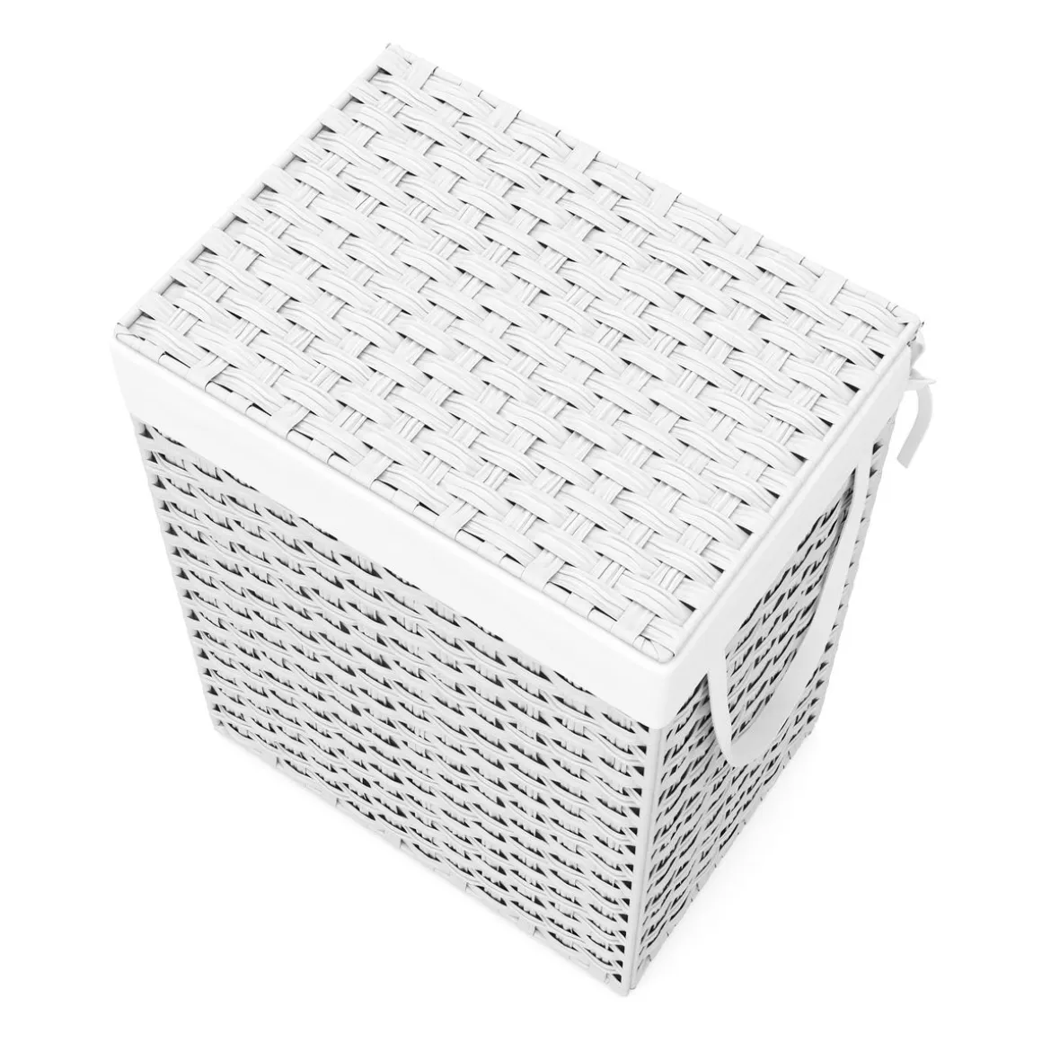 Wäschekorb Rattan mit Deckel 1 Fach 91L weiss