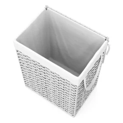 Wäschekorb Rattan mit Deckel 1 Fach 91L weiss