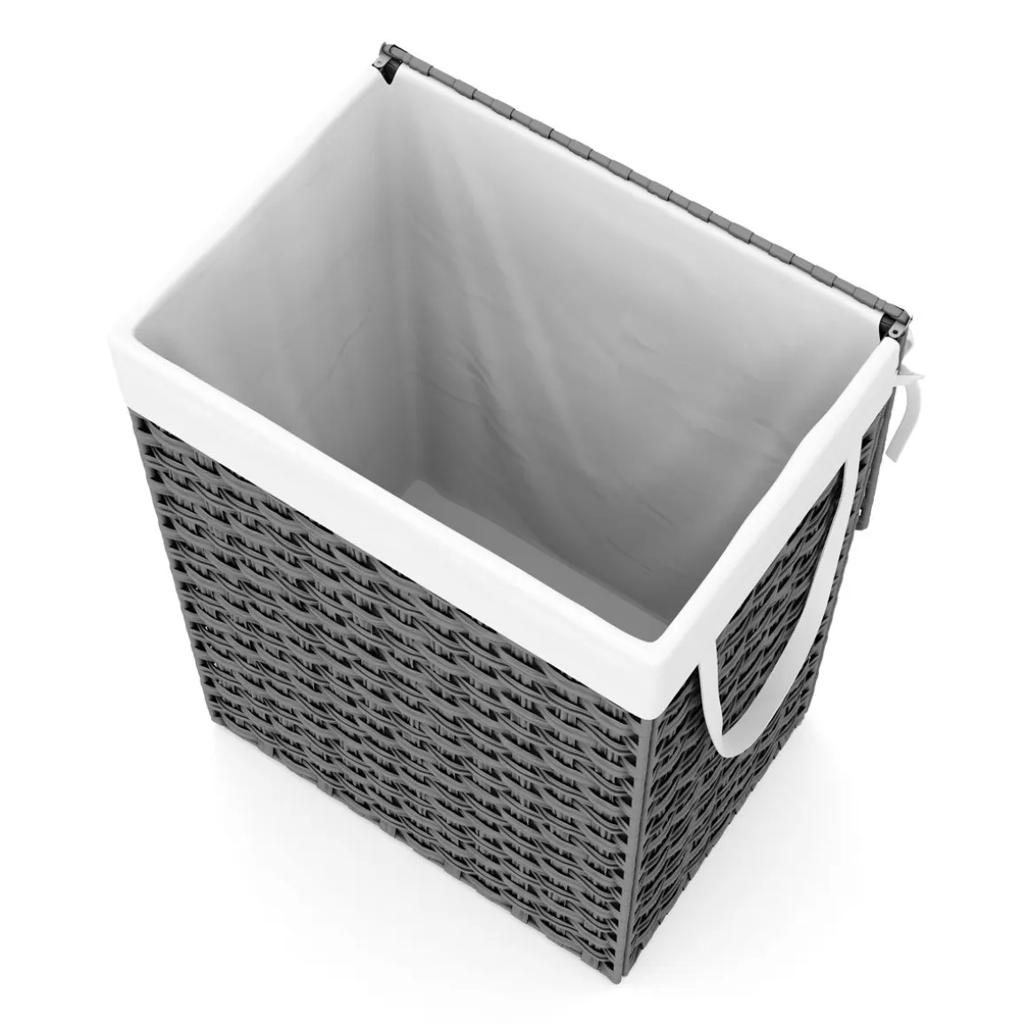 Wäschekorb Rattan mit Deckel 1 Fach 91L grau