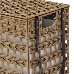 Wäschekorb Rattan mit Deckel 3 Fächer 140L braun | GONSER.CH