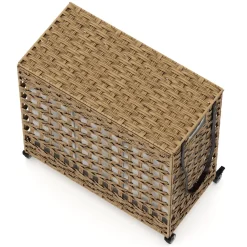 Wäschekorb Rattan mit Deckel 3 Fächer 140L braun | GONSER.CH