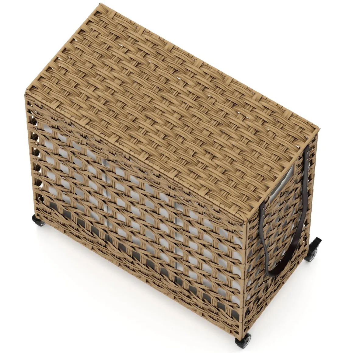 Wäschekorb Rattan mit Deckel 3 Fächer 140L braun | GONSER.CH