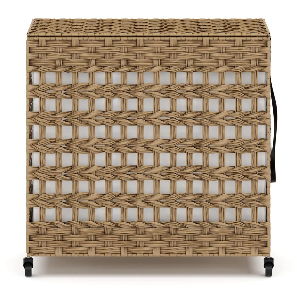 Wäschekorb Rattan mit Deckel 3 Fächer 140L braun | GONSER.CH