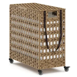 Wäschekorb Rattan mit Deckel 3 Fächer 140L braun | GONSER.CH