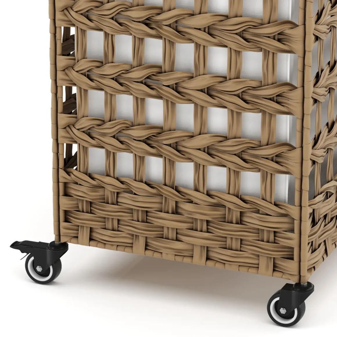 Wäschekorb Rattan mit Deckel 3 Fächer 140L braun | GONSER.CH