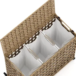 Wäschekorb Rattan mit Deckel 3 Fächer 140L braun | GONSER.CH